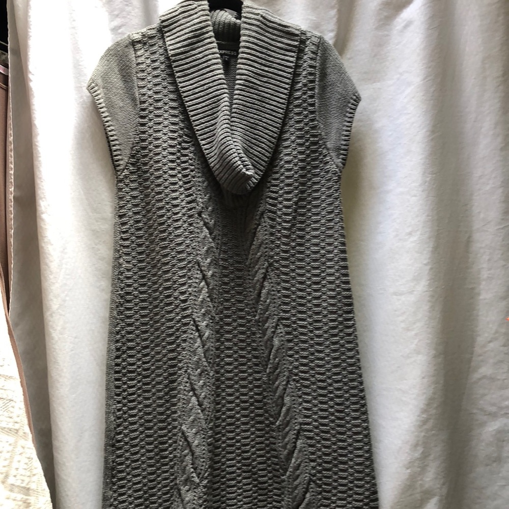 Gray knit sweater dress